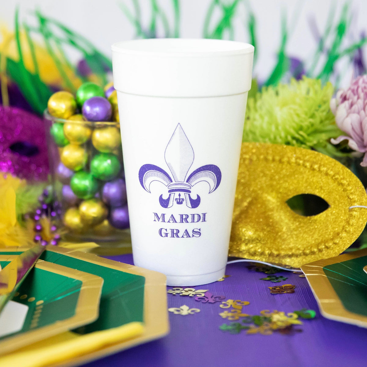 New Orleans, Personalized Styrofoam Cups, Nola Wedding, high quality Cajun Wedding, Fleur De Lis, Foam Cups (405)