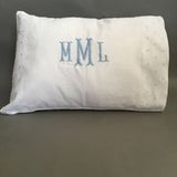 MONOGRAM PILLOW EMBROIDERED DOTS BLUE WITH INSERT