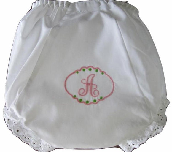 EMBROIDERED MONOGRAM EYELET DIAPER COVER INITIAL PATCH