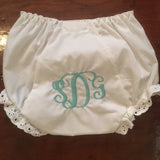 EMBROIDERED MONOGRAM VINES INITIALS EYELET DIAPER COVER