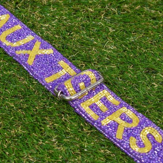 Shimmer and Shine Beaded Purse Strap, Geaux Tigers - White