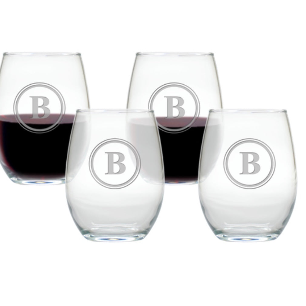 Monogrammed Stemless Wine Glass