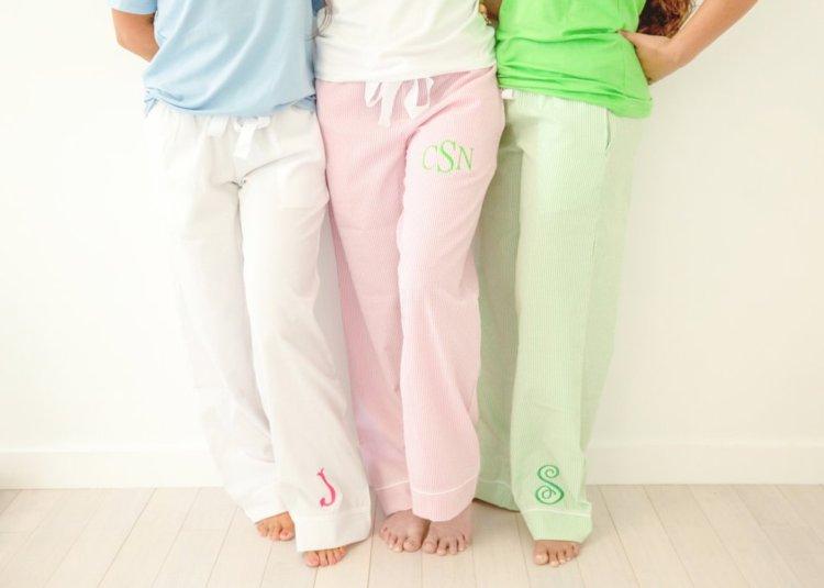 LittlePeachEmb Monogrammed Seersucker Pajama Set