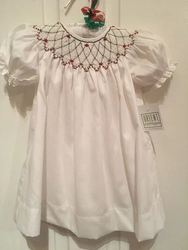 White smocked outlet christmas dress