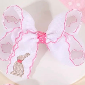 BUNNY PINK PICOT HAIRBOW