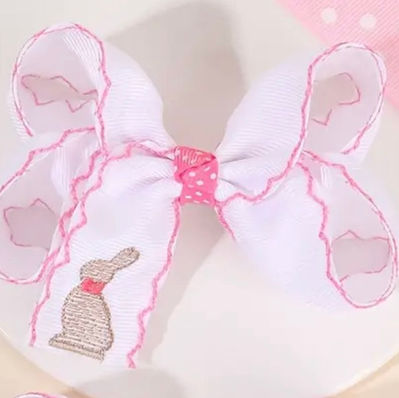 BUNNY PINK PICOT HAIRBOW