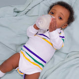 MARDI GRAS STRIPE L/S ONESIE