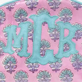 APPLIQUE MONOGRAM DOME TOP PINK SMALL FLORAL COSMETIC BAG