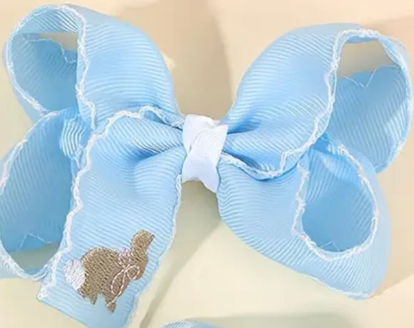 BUNNY BLUE PICOT HAIRBOW