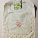 LINEN BIB W PINK DOTS AND FDL