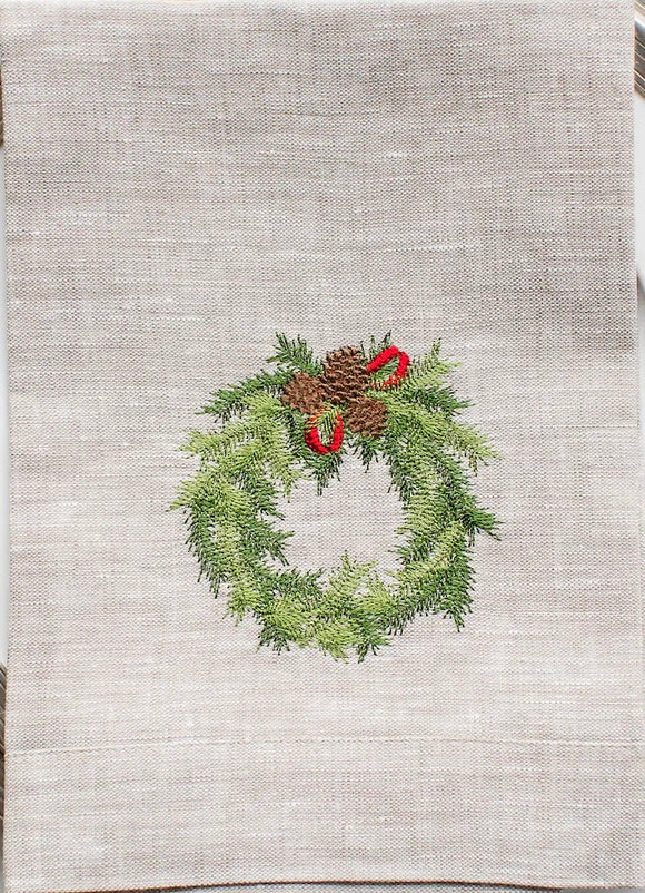 BEAUTIFUL EMBROIDERED WREATH LINEN