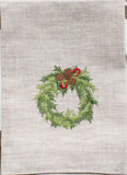 BEAUTIFUL EMBROIDERED WREATH LINEN