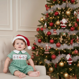 SMOCKED SANTA GREEN CHECK BOYS ROMPER