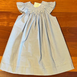 SMOCKED BLUE GINGHAM BISHOP DRESS