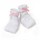 LAYETTE BOOTIES PINK PICOT TRIM & BOW by PATY
