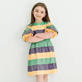 SEQUIN COLOR BLOCK GIRLS DRESS