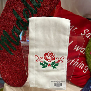 MONOGRAM CHRISTMAS HOLLY BURP CLOTH