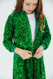 KELLY GREEN VELVET SEQUIN JACKET