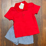 MONOGRAM 2PC RED & NAVY SEERSUCKER SHORT SET