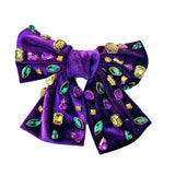 MARDI GRAS JEWELED VELVET HAIRBOW