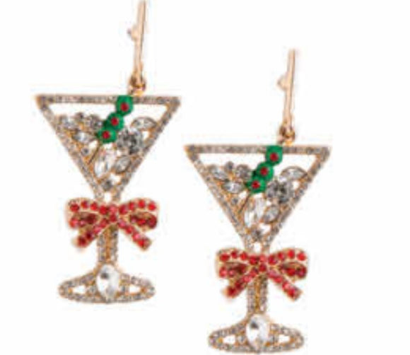 CHRISTMAS MARTINI EARRINGS