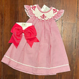 SEERSUCKER ANCHOR SMOCK BISHOP DRESS