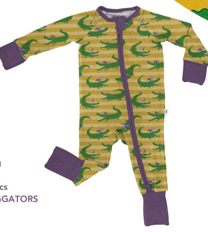 MARDI GRAS GATORS ZIP PJS