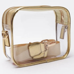 GAME DAY CLEAR GOLD CAMERA CROSS BODY BAG