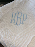 MONOGRAM COTTON QUILT BABY BLANKET