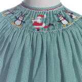 SMOCKED SANTA GREEN CHECK BISHOP