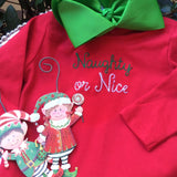 NAUGHTY or NICE EMBROIDERED CHRISTMAS ROMPER