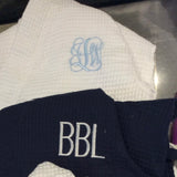 MONOGRAM KIDS WAFFLE ROBE NAVY