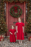MONOGRAM RED CORDUROY DRESS