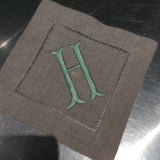 MONOGRAM LINEN COCKTAIL NAPKINS S/4