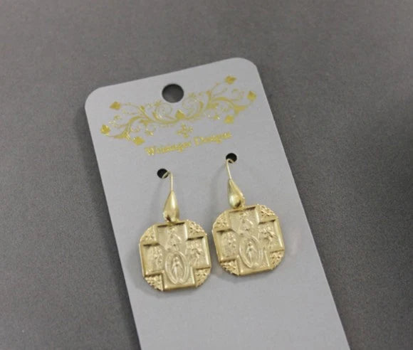 EARRINGS SQUARE 4WAY MEDAL