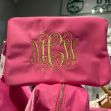 MONOGRAM NYLON LARGE MAKEUP TRAVEL POUCH HOT PINK