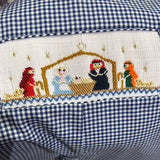 SMOCKED NAVY GINGHAM BISHOP NATIVITY DRESS