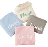 MONOGRAM COTTON KNIT BABY BLANKET PINK