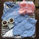 MONOGRAM 2PC SWIM SUIT BLUE SEERSUCKER