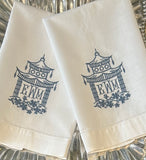 MONOGRAM 'HONG KONG' PAGODA GUEST OR HAND TOWEL