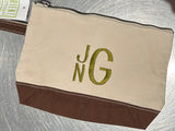 MONOGRAM EMERALD CANVAS MAKEUP BAG or POUCH