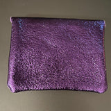 LEATHER METALLIC PURPLE POUCH