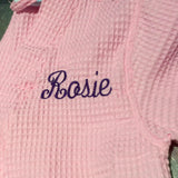 MONOGRAM KIDS WAFFLE ROBE PINK