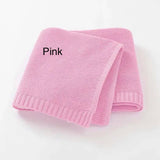 MONOGRAM COTTON KNIT BABY BLANKET PINK