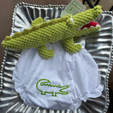 EMBROIDERED ALLIGATOR EYELET DIAPER COVER