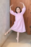 Pink Gingham Ballerina Smocked Long Sleeve Bishop Dress: 5