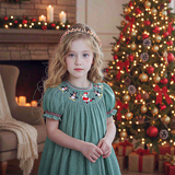 SMOCKED SANTA GREEN CHECK BISHOP