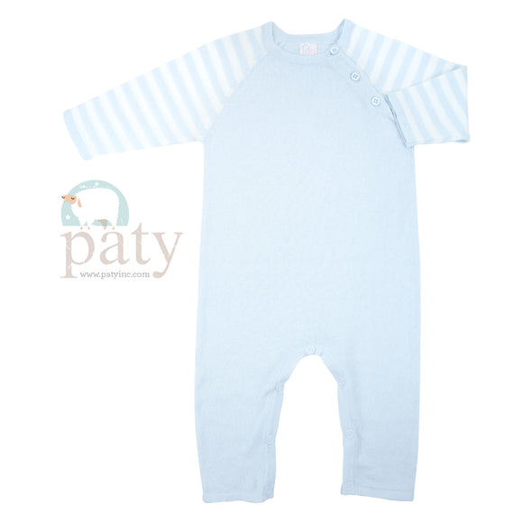LAYETTE ROMPER BABY BLUE FINE GUAGE KNIT by PATY