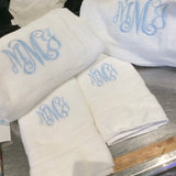 EMBROIDERED BATH TOWEL 8PC WHITE SET