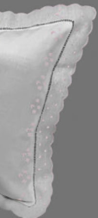 MONOGRAM PILLOW PINK SCALLOP MOON & STARS EMBROIDERY